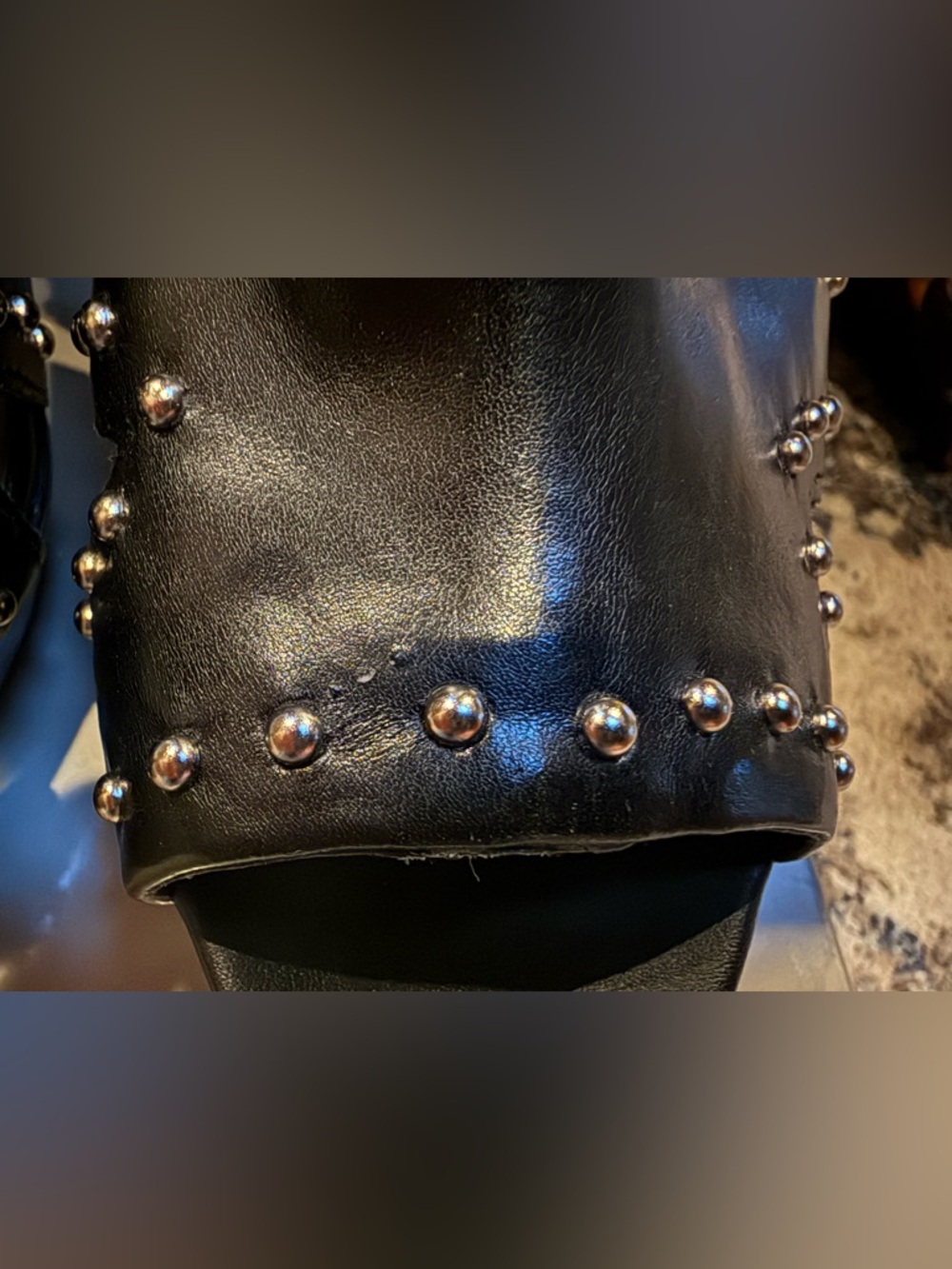 Marc Fisher Black Studded Platform Slingback Heels - Picture 7 of 10
